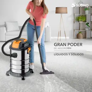 Aspiradora De Tacho Industrial 30 Litros 1300W Sin Bolsa Acero