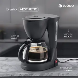 Cafetera De Filtro Eléctric 12 Tazas 1200Ml Semiautomática Negro