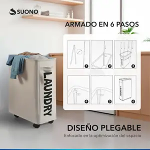 Cesto Para Ropa Con Ruedas Beige