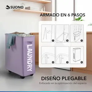 Cesto Para Ropa Con Ruedas Violeta
