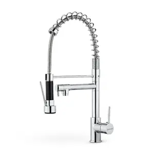 Grifería De Cocina Extensible Doble Salida Acero