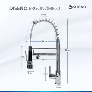 Grifería De Cocina Extensible Doble Salida Acero