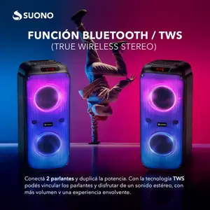 Parlante Suono 2 Woofers 6.5'' Luces Negro