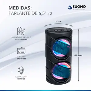 Parlante Portátil Karaoke 2X6.5"