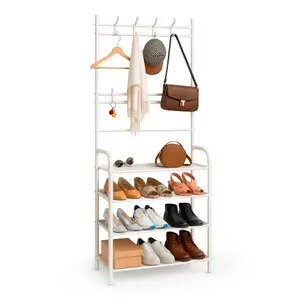Perchero Organizador Con Zapatero 4 Niveles Blanco