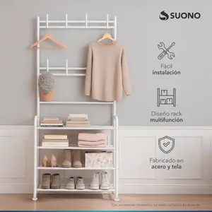 Perchero Organizador Con Zapatero 4 Niveles Blanco